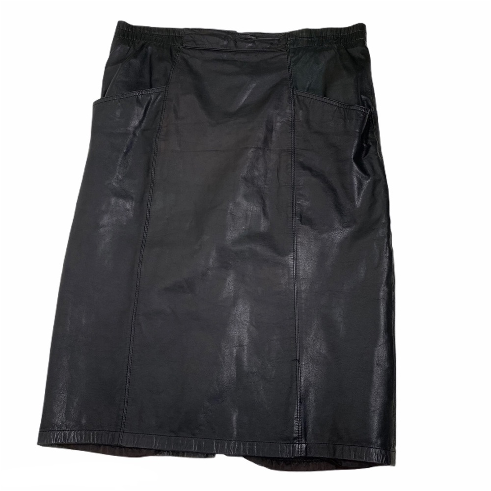 Vintage Leather Pencil Skirt Black Size 8 - Picture 11 of 11